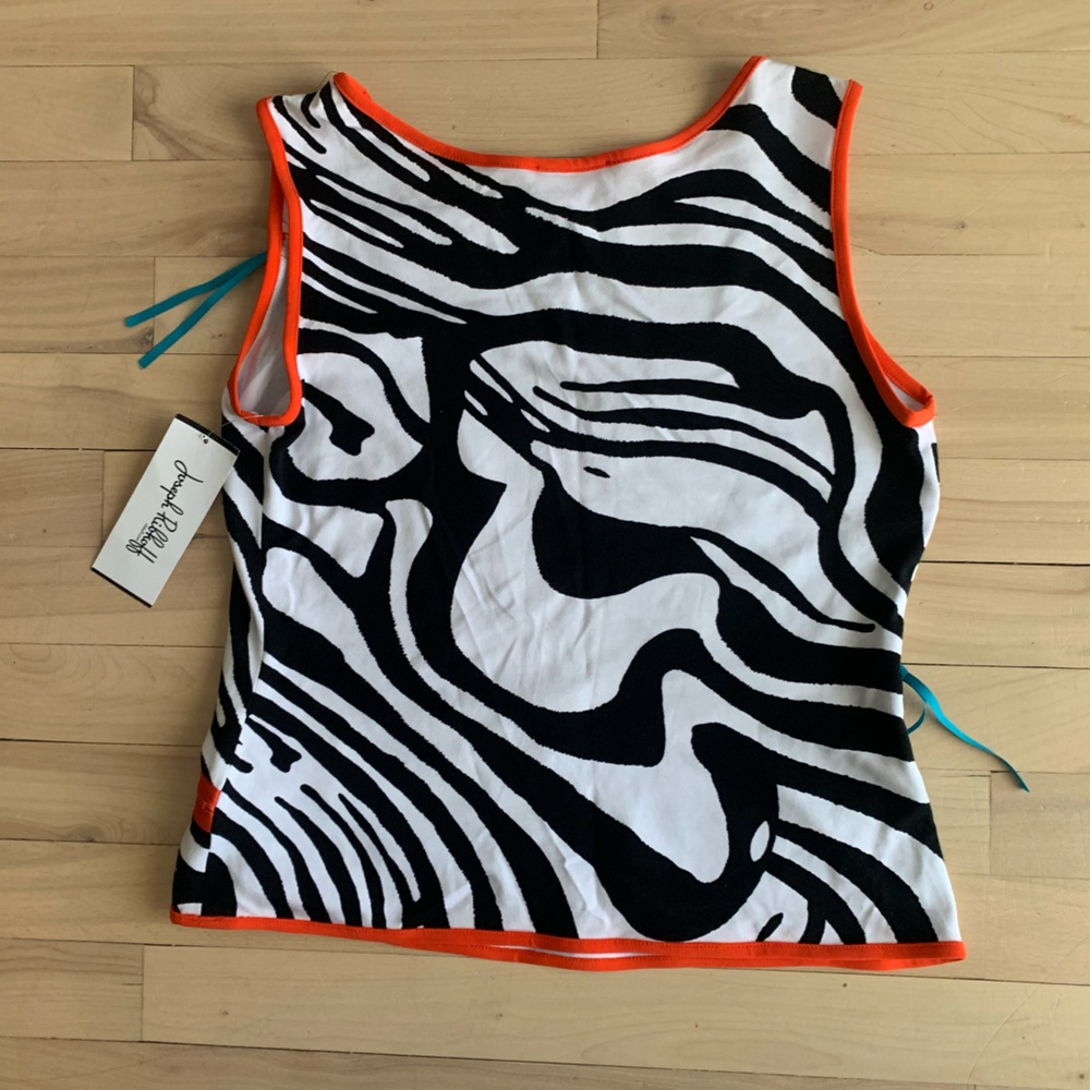 🆕 JOSEPH RIBKOFF - Black & White Zebra Tank with Bright Orange Trim - Picture 9 of 9
